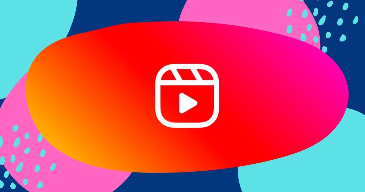 Colorful collage with Instagram Reels logo in center