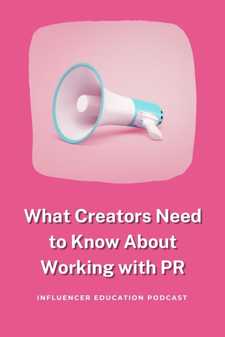 Megaphone on pink background with text overlay "what creators need to know about working with PR"